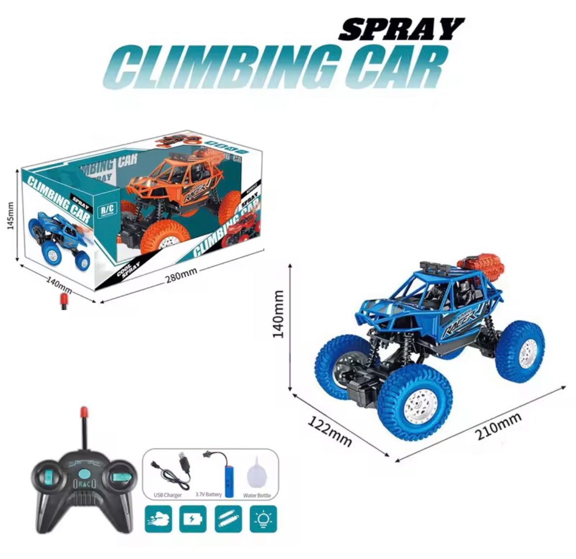 RC Climbing SMOKE CAR, RECHARGEABLE REMOTE CONTROL CAR FOR KIDS - Image 8