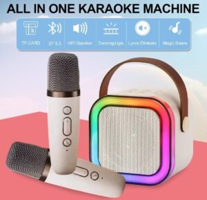 WhatsApp Image 2025-04-23 at 8.47.33 PM Mini Portable Blue-Tooth Karaoke Speaker with Wireless Microphone & lights. Best Gift for kids
