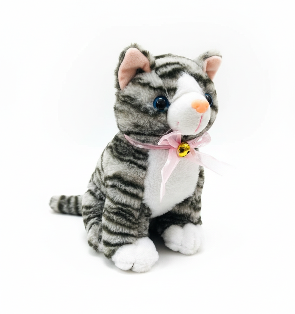 Cute Cat Soft Plush Toy – with Bow (Available in Brown, White & Black) - Image 2