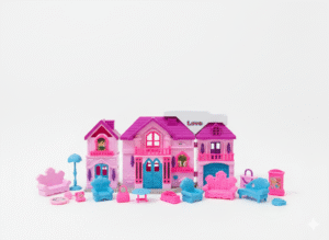 Dreamy Love Dollhouse Set – Deluxe Pink & Blue Mansion with Furniture Accessories