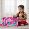 Dreamy Love Dollhouse Set – Deluxe Pink & Blue Mansion with Furniture Accessories
