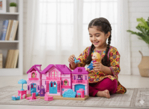 Dreamy Love Dollhouse Set – Deluxe Pink & Blue Mansion with Furniture Accessories
