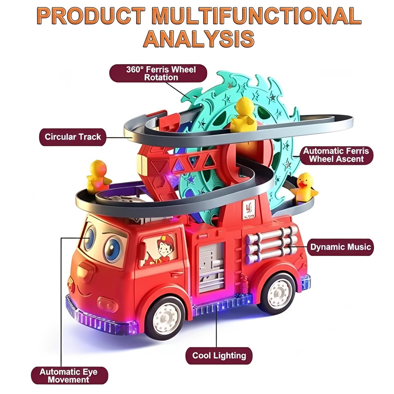 Rail Car Duck Swivel Slide Toy for Kids - Image 2