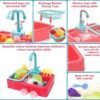 Kids Kitchen Toys Plastic Simulation Electric Dishwasher Sink Pretend Play With Electric Water Wash Basin Toy