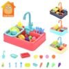 Kids Kitchen Toys Plastic Simulation Electric Dishwasher Sink Pretend Play With Electric Water Wash Basin Toy