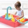 Kids Kitchen Toys Plastic Simulation Electric Dishwasher Sink Pretend Play With Electric Water Wash Basin Toy