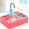 Kids Kitchen Toys Plastic Simulation Electric Dishwasher Sink Pretend Play With Electric Water Wash Basin Toy