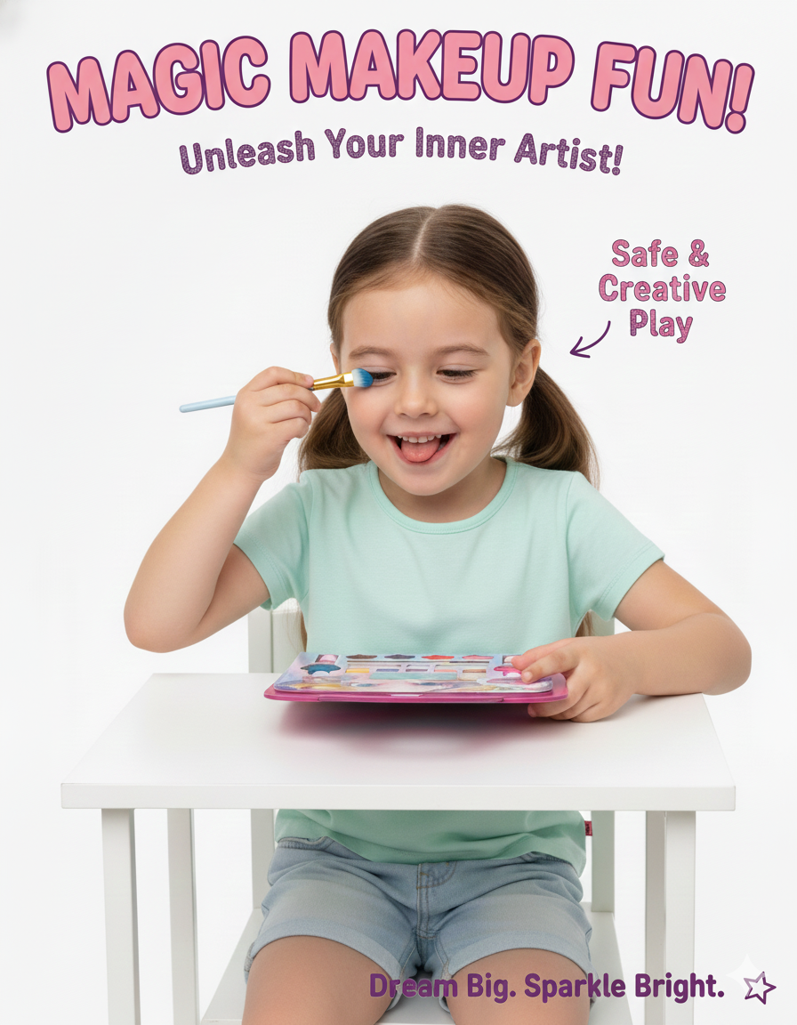 Fashion Beauty Makeup Kit for Girls – Pretend Play Cosmetic Set with Carry Case - Image 5