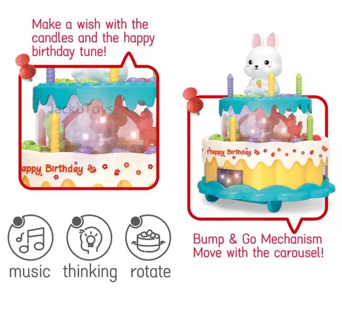 Rotating Bunny Birthday Cake Toy – Musical Light-Up Celebration for Kids - Image 5