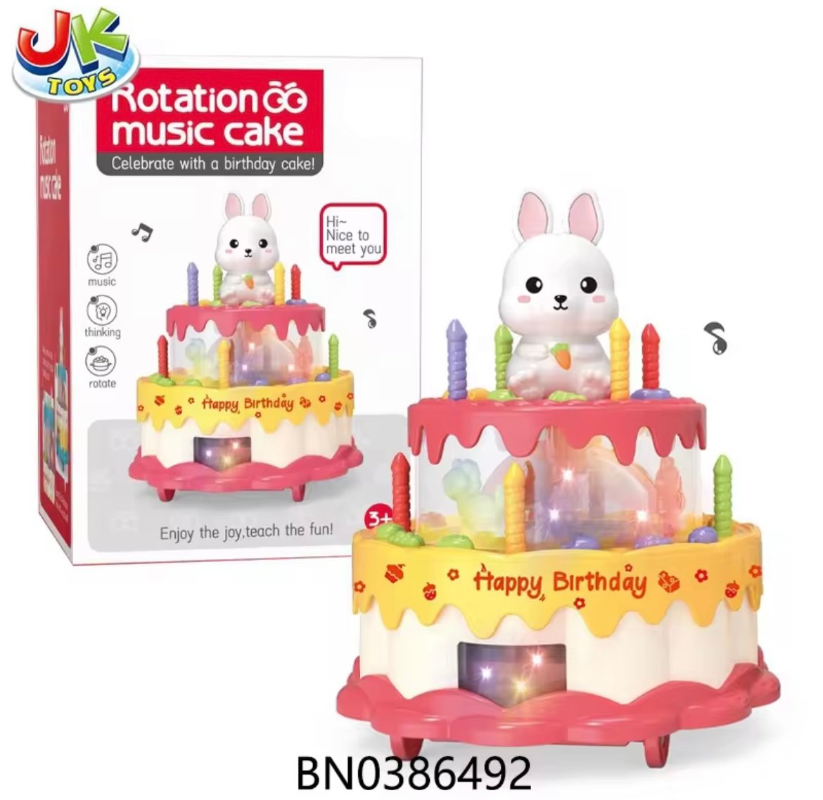 Rotating Bunny Birthday Cake Toy – Musical Light-Up Celebration for Kids - Image 6