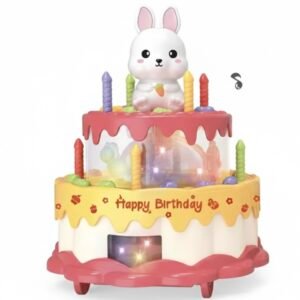 Rotating Bunny Birthday Cake Toy – Musical Light-Up Celebration for Kids