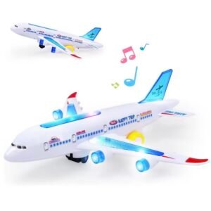 Musical Light-Up Airplane Toy – Rotating Jet with Sound & Motion