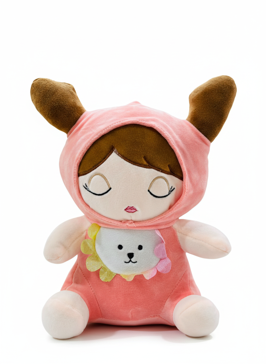 Dreamy Doll Plush Toy in Pink Hood – Super Soft, Cute & Perfect Gift for Kids