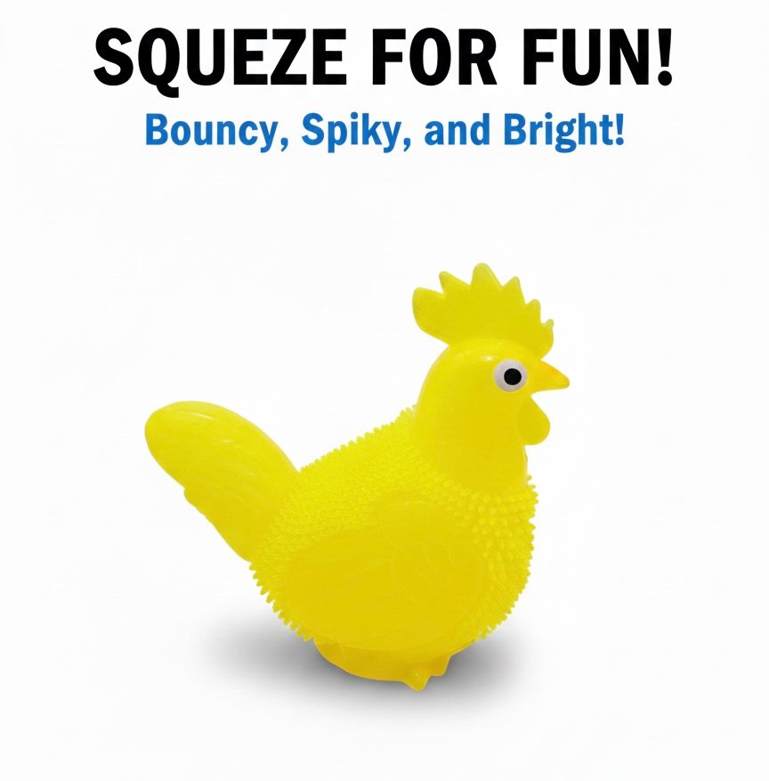 Glow-Up Squeeze Hen Toy with Sound for Kids
